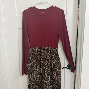 Leopard Print Long Sleeve Dress